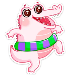 😃 0bcfbaf8 จระเข้, การ์ตูน, สติกเกอร์, จระเข้, น่ารัก, สีชมพู, สัตว์ telegram sticker