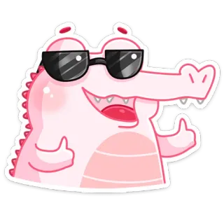 😎 122648c6 จระเข้, จระเข้อัลลิเกเตอร์, การ์ตูน, แว่นกันแดด, เท่, ยกนิ้วโป้ง telegram sticker