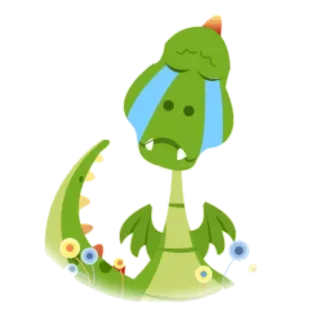 😒 756141e3 용, 우는, 슬픈, 만화, 초록색, 눈물 telegram sticker