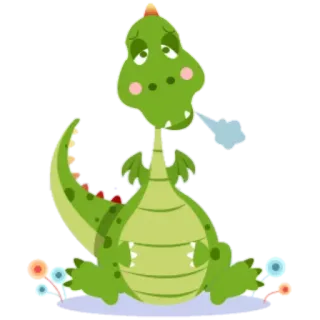 😉 952f8bfd 용, 만화, 귀여운, 슬픈, 판타지, 생물, 초록 telegram sticker