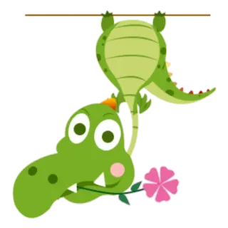 😫 9e7c3754 악어, 크로커다일, 꽃, 만화, 동물, 파충류 telegram sticker