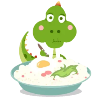 😠 d5deb9a2 공룡, 음식, 밥, 계란, 만화, 동물, 귀여운, 초록 telegram sticker