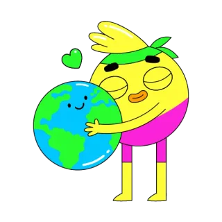 ♻️ c6c3fa12 erde, umarmen, planet, cartoon, liebe, umwelt, freundlich, global whatsapp sticker
