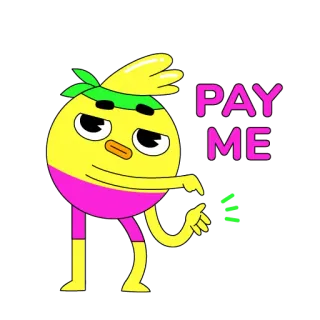 🛃 d6256200 PAY ME Cartoon, Geld, Bezahlen, Sticker, Figur, Fragen whatsapp sticker