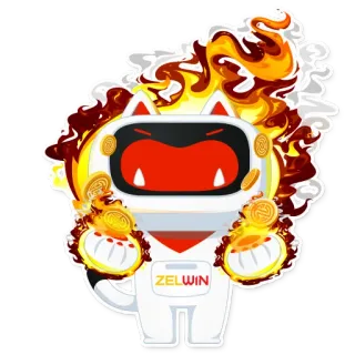 🔥 14ba06fa ZELWIN robot, feu, pièces, dessin animé, mascotte telegram sticker