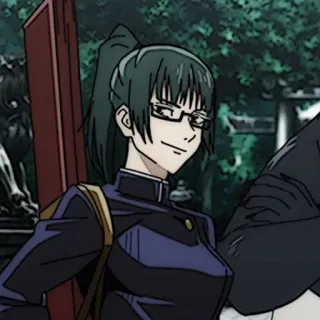 🎧 9f1e4c15 Maki Zenin Jujutsu Kaisen Anime, Jujutsu Kaisen, Maki Zenin, Karakter, Kacamata, Seragam, Wanita, Senjata whatsapp sticker