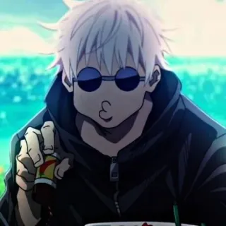 😗 140decd1 Gojo Satoru Jujutsu Kaisen Аниме, Годжо Сатору, Магическая битва, Персонаж, Снэк, Очки whatsapp sticker