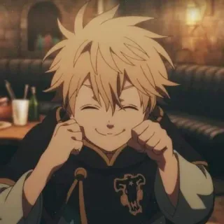 ☺️ 77d69f07 Luck Voltia Black Clover Аниме, Персонаж, Улыбается, Веселый, Лак Вольтия, Чёрный клевер whatsapp sticker