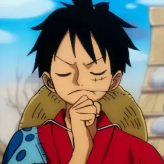 🤔 d89c99e3 Luffy One Piece Аниме, Манки Д. Луффи, Ван Пис, Мультфильм, Манга, Размышление, Персонаж whatsapp sticker