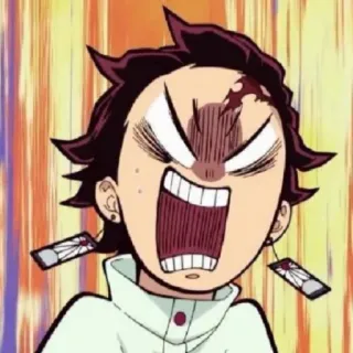 😤 e8a34400 Tanjiro Kamado Demon Slayer Аниме, Клинок, рассекающий демонов, Тандзиро, Злой, Мультфильм, Манга whatsapp sticker