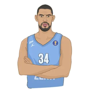 🤔 2af20240 34 Sportler, Basketballspieler, Sport, Cartoon, Nummer 34 telegram sticker