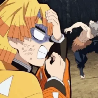 ⚡ a50239c2 Zenitsu Agatsuma Demon Slayer anime, demon slayer, zenitsu, panik, lustig whatsapp sticker