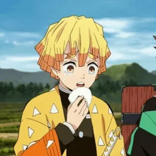 ⚡ da52f89e Zenitsu Agatsuma Demon Slayer Anime, Demon Slayer, Zenitsu, Weinend, Charakter whatsapp sticker