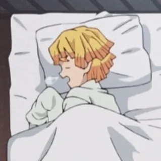 ⚡ ebc0e4c6 Zenitsu Agatsuma Demon Slayer Zenitsu, schlafend, Anime, Demon Slayer, Schlafzimmer whatsapp sticker