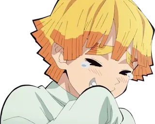 😂 5aae5a07 Zenitsu Agatsuma Demon Slayer Anime, Demon Slayer, Zenitsu, menangis, emosional, kartun telegram sticker