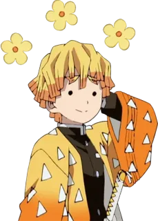 ☺️ b932a71a Zenitsu Agatsuma Demon Slayer Anime, Demon Slayer, Zenitsu, Bunga, Kuning, Pedang telegram sticker