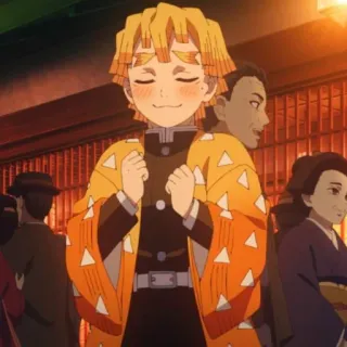 ⚡️ 2eea58e8 Zenitsu Agatsuma Demon Slayer 我妻善逸, 鬼滅の刃, アニメ, 漫画, キャラクター, 笑顔 telegram sticker