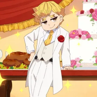 ⚡️ a2703395 Zenitsu Agatsuma Demon Slayer アニメ, キャラクター, 漫画, お祝い, 結婚式, 善逸, 鬼滅の刃 telegram sticker