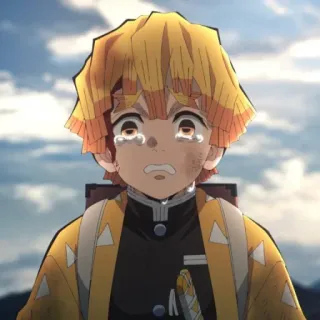 ⚡️ a92c905e Zenitsu Agatsuma Demon Slayer アニメ, 鬼滅の刃, 善逸, 泣く, エモい telegram sticker