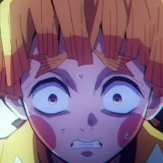 ⚡️ b52a0ca6 Zenitsu Agatsuma Demon Slayer アニメ, 鬼滅の刃, 善逸, 怖い, 黄色, びっくり, 漫画 telegram sticker