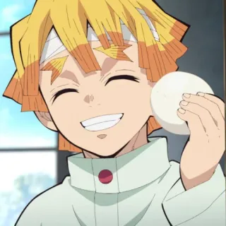 ⚡️ bdcf67a2 Zenitsu Agatsuma Demon Slayer アニメ, キャラクター, 鬼滅の刃, 善逸, 笑顔 telegram sticker