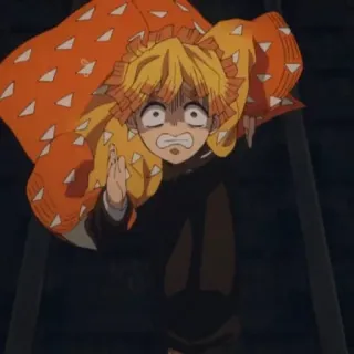 ⚡️ d44f4b0f Zenitsu Agatsuma Demon Slayer アニメ, キャラクター, 恐怖, パニック, 金髪, 怖い, 鬼滅の刃, 善逸 telegram sticker