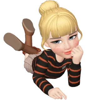 😊 2b8697bd 3D头像, 金发, 时尚, 姿势, 躺着 telegram sticker