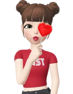 😍 69d3b3e6 AST zepeto, 头像, 棒棒糖, 爱心, 休闲, 女性, 数字艺术 telegram sticker