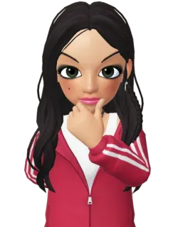 🤔 79b61819 卡通, 头像, 女孩, 黑发, 思考 telegram sticker