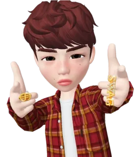 🤟 8daada6d SWAG 潮, 角色, 青少年, 头像, 戒指, 指着 telegram sticker