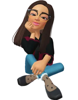 😊 a1745658 女人, 眼镜, 角色, 黑发, 坐着, 头像 telegram sticker