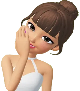 😊 d49f7a7c 女人, 黑发, 卡通, 数字艺术, 头像, 3D telegram sticker