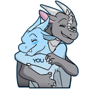 🤗 332cd483 YOU dragons, cartoon, hugging, love, cute, friendship telegram sticker