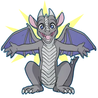 😋 3984789e dragon, cartoon, friendly, wings, gray telegram sticker