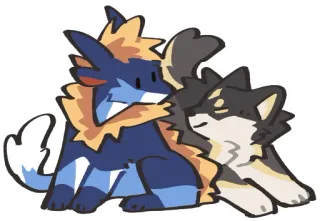 🐉 0416266a wilk, przytulanie, zwierzę, słodki, przyjazny, pies, anime telegram sticker