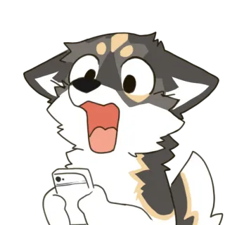 😱 044ee0ce pies, kreskówka, zaskoczony, zwierzę, telefon, zszokowany telegram sticker