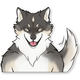 ☺️ 3936e54e wilk, pies, husky, zwierzę, uśmiechnięty, szczęśliwy, naklejka, kreskówka telegram sticker