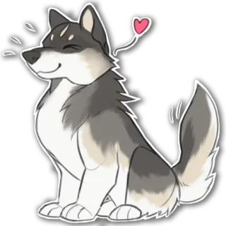 😊 723c006b pies, zwierzę, zwierzak, miłość, serce, słodki, kreskówka, husky telegram sticker