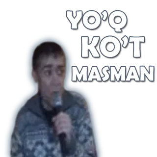 🤥 a09970c1 YO'Q KO'T MASMAN pria, mikrofon, terkejut, menyinggung, uzbek telegram sticker
