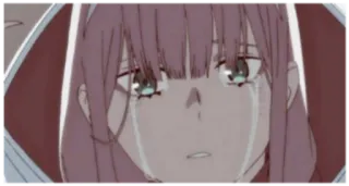 😭 63887de5 Zero Two Darling in the Franxx 动漫, 伤心, 眼泪, 哭泣, 02, DARLING in the FRANXX telegram sticker