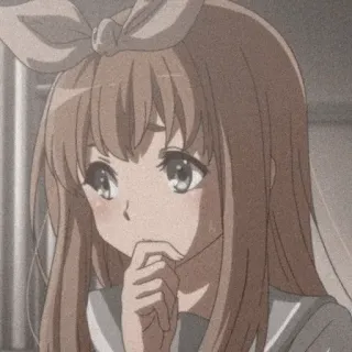 🖤 cdc0109c Anime, Dziewczyna, Kreskówka, Słodkie, Smutny, Zamyślony, Zmartwiony telegram sticker