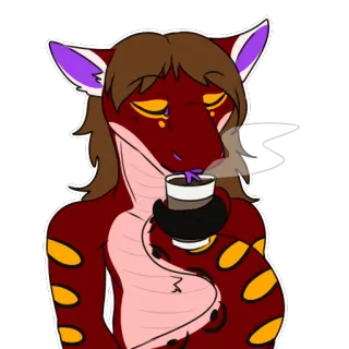 ☕ 178b3639 Furry, Anthro, Ular, Kopi, Santai, Kartun whatsapp sticker