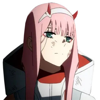 😯 92200df0 Zero Two Darling in the Franxx アニメ, 女の子, ピンク髪, 角, ゼロツー, ダーリン・イン・ザ・フランキス telegram sticker