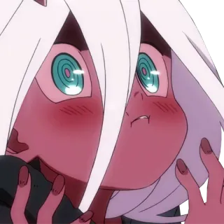 😍 c907fb1f Zero Two Darling in the Franxx アニメ, ゼロツー, ダーリン・イン・ザ・フランキス, かわいい, 照れ telegram sticker