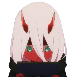😔 db658b6d Zero Two Darling in the Franxx アニメ, かわいい, 漫画, ゼロツー, ダーリン・イン・ザ・フランキス, 赤 telegram sticker