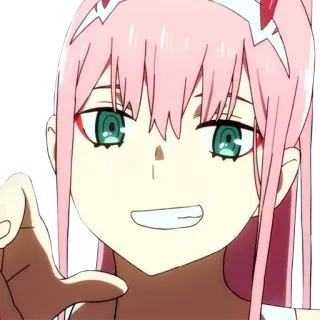 😏 295e9199 Zero Two Darling in the Franxx アニメ, 女の子, ゼロツー, ピンク髪 telegram sticker