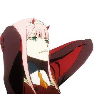 😎 5752e83d Zero Two Darling in the Franxx アニメ, 女の子, ゼロツー, 角, ピンク髪 telegram sticker