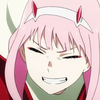 😆 af3efacc Zero Two Darling in the Franxx アニメ, ピンク髪, 角, マンガ, ゼロツー telegram sticker