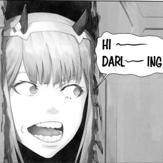 🙀 b499aeff Zero Two Darling in the Franxx HI DARLING アニメ, ダーリン, ゼロツー, 角, フランキス telegram sticker