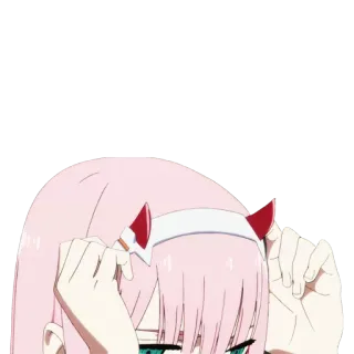 ❤️ d857ca49 Zero Two Darling in the Franxx アニメ, ゼロツー, ダーリン・イン・ザ・フランキス, ツノ, 可愛い, 女の子 telegram sticker